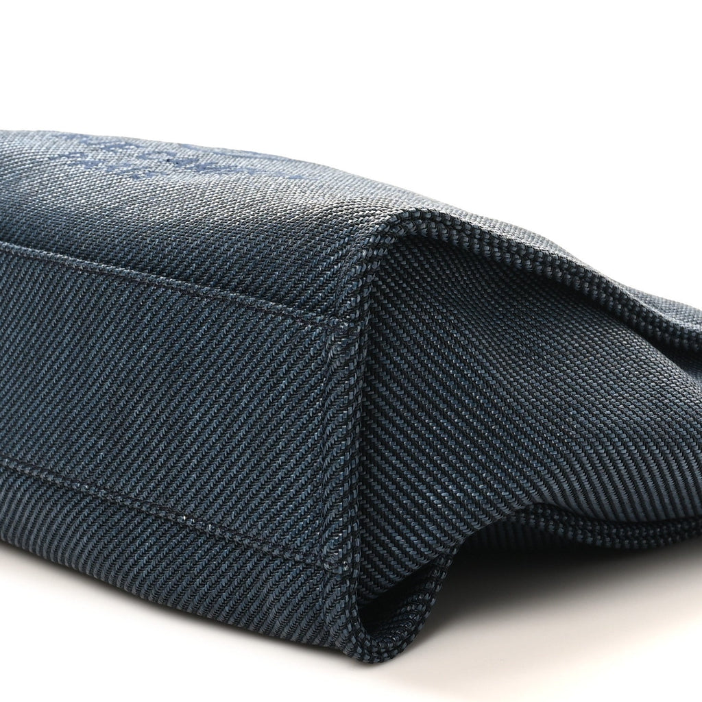 Mixed Fibers Striped Small Deauville Tote Navy Blue