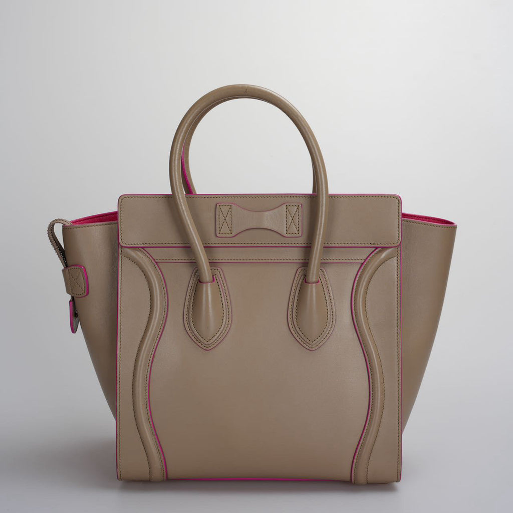 CELINE Calfskin Mini Luggage in Beige
