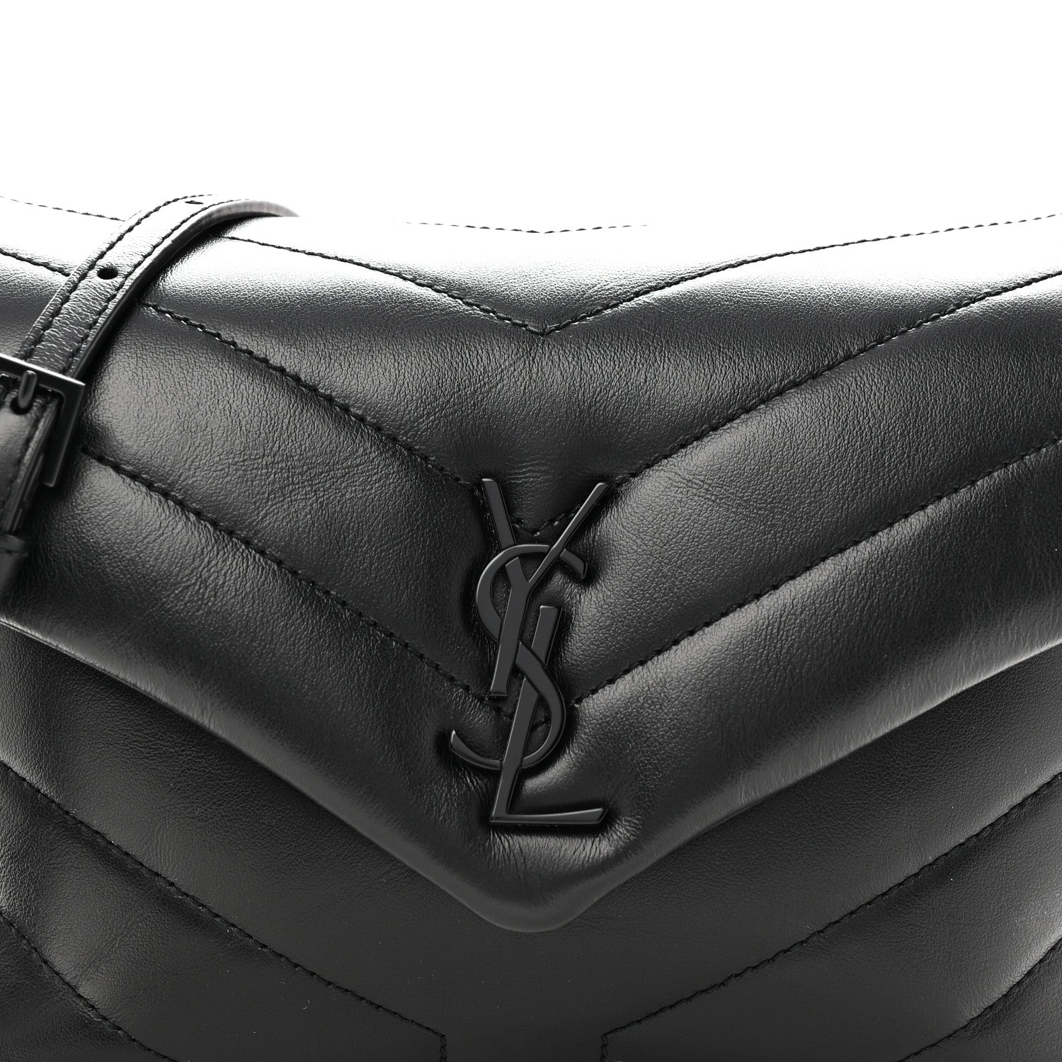 Calfskin Y Quilted Monogram Monochrome Toy Loulou Crossbody Bag Black