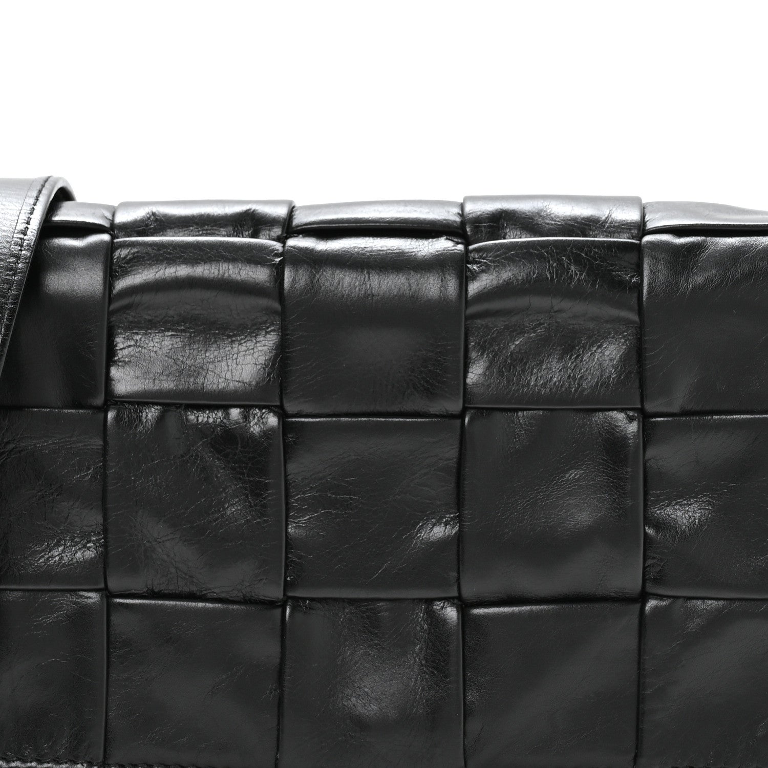 Paper Calfskin Maxi Intreccio Cassette Crossbody Bag Black