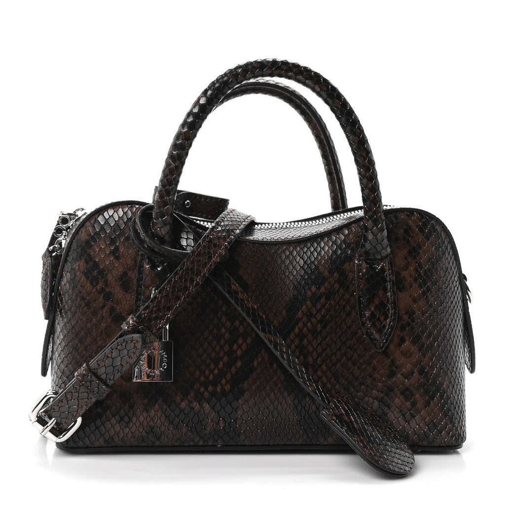 Faux Snake Print Ryder Crossbody Bag Espresso