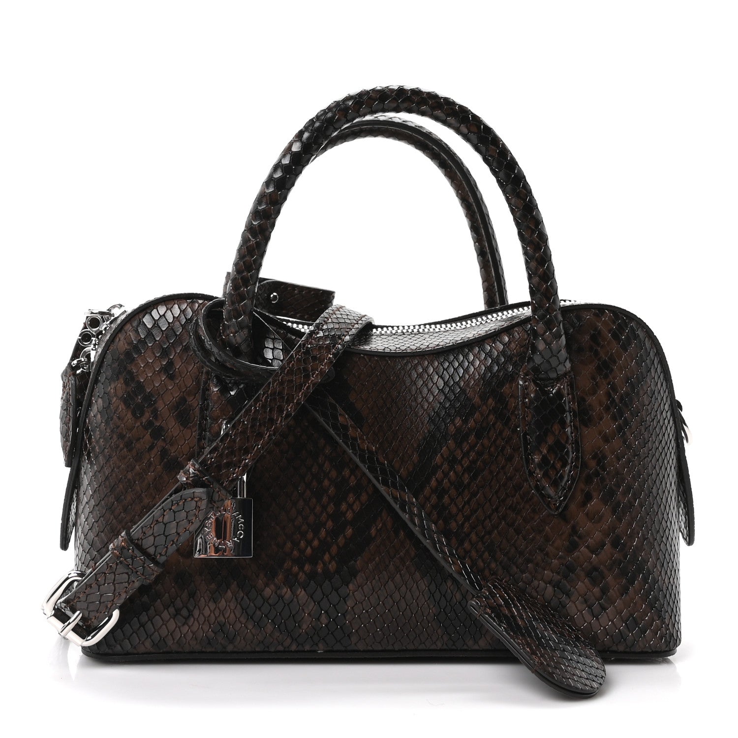 Faux Snake Print Ryder Crossbody Bag Espresso