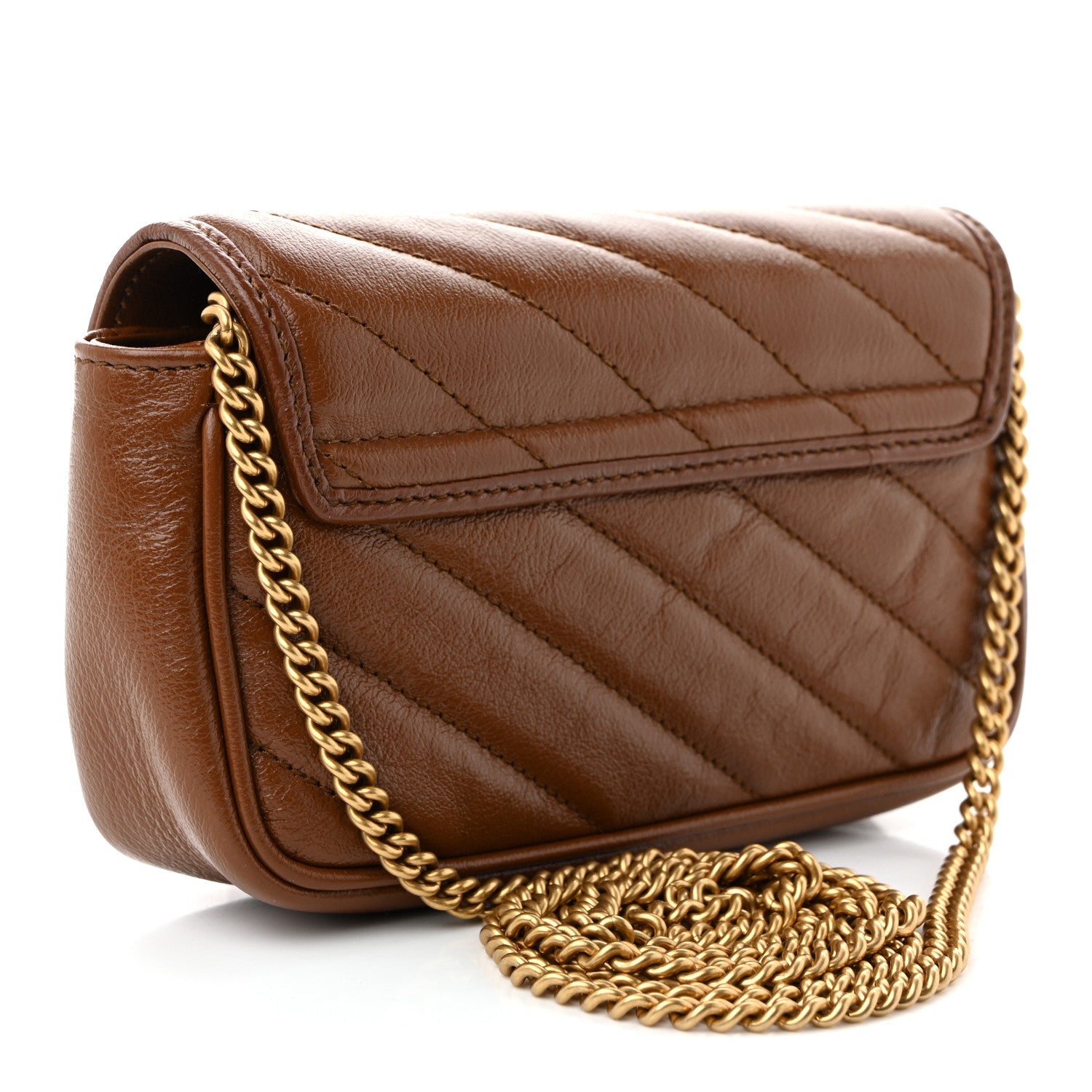 Azalea Calfskin Matelasse Diagonal Super Mini GG Marmont Shoulder Bag Cuir