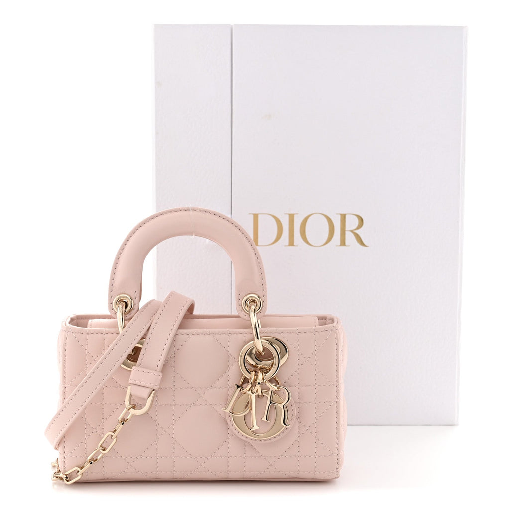 Lambskin Cannage Micro Lady D-Joy Powder Pink