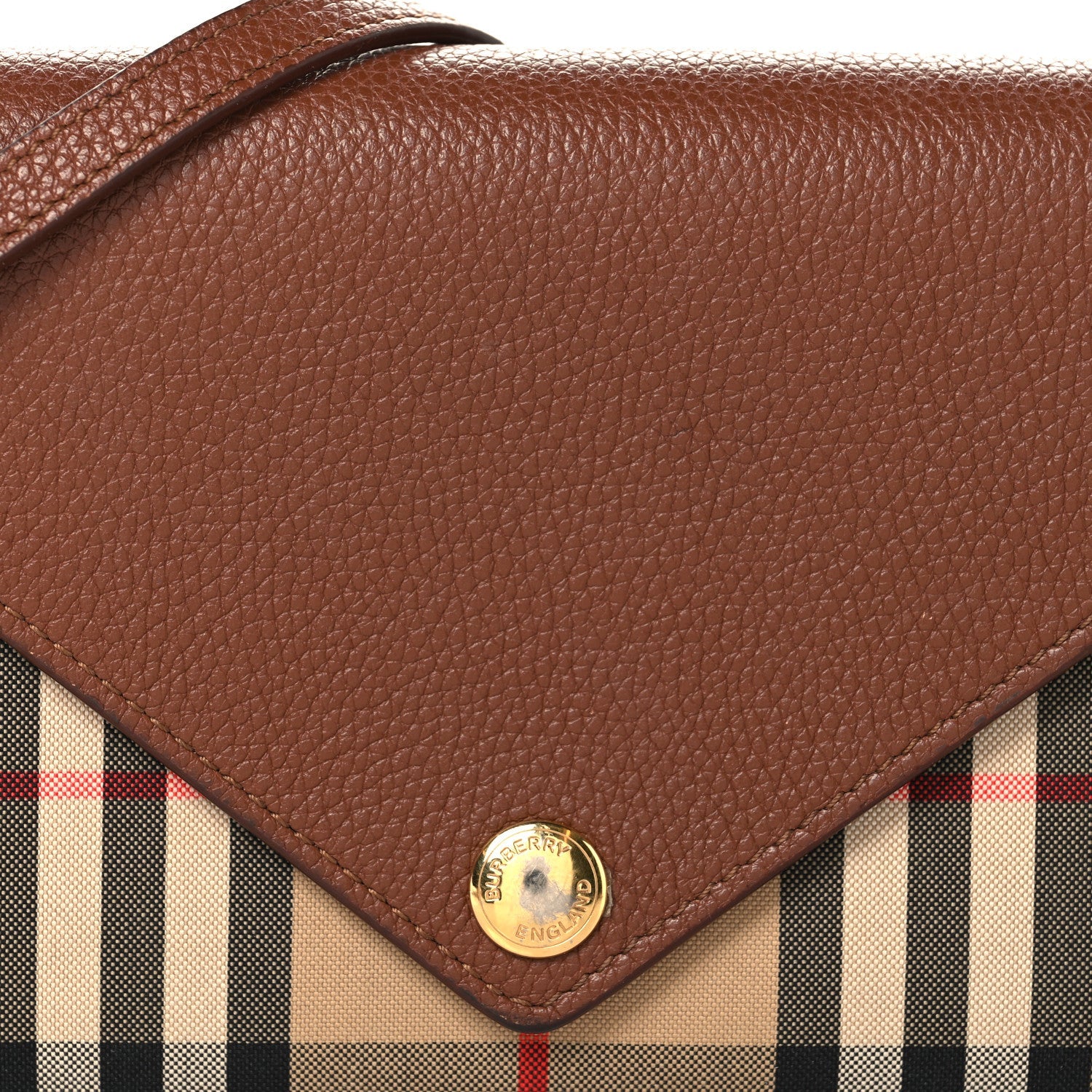 Grainy Calfskin Vintage Check Wallet With Detachable Strap Archive Beige Tan