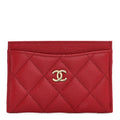 Caviar Quilted Card Holder Red