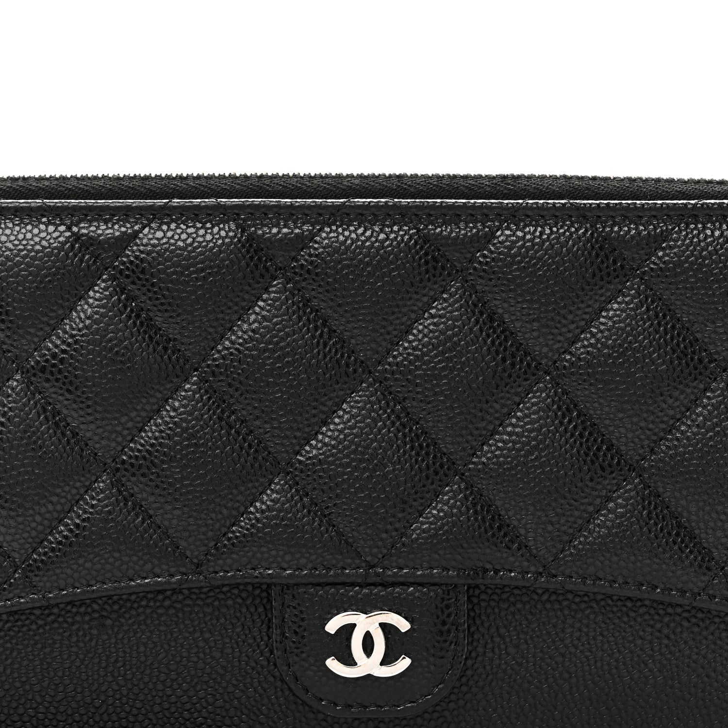 Caviar Quilted Classic Pouch With Handle Black