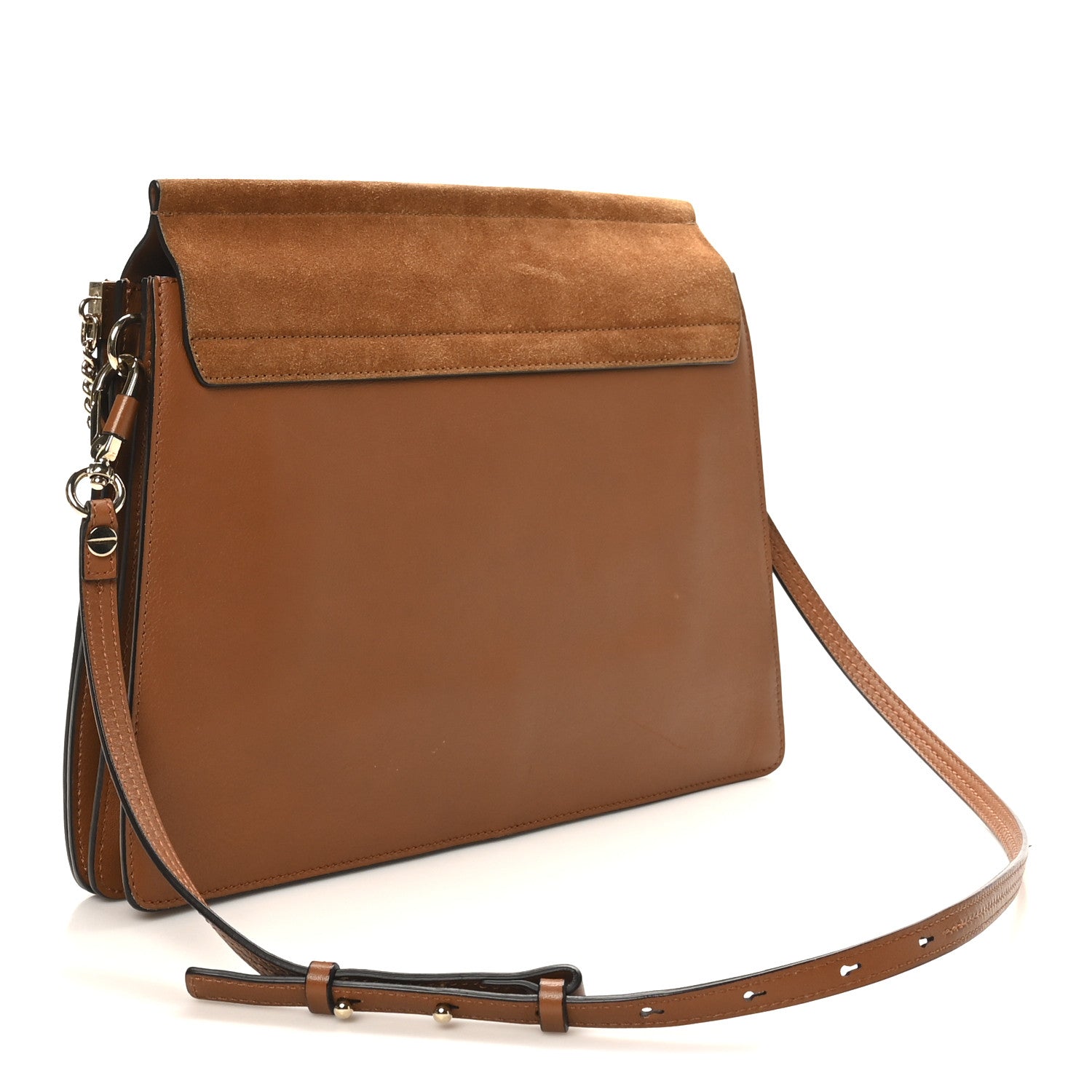 Suede Calfskin Medium Faye Shoulder Bag Caramel