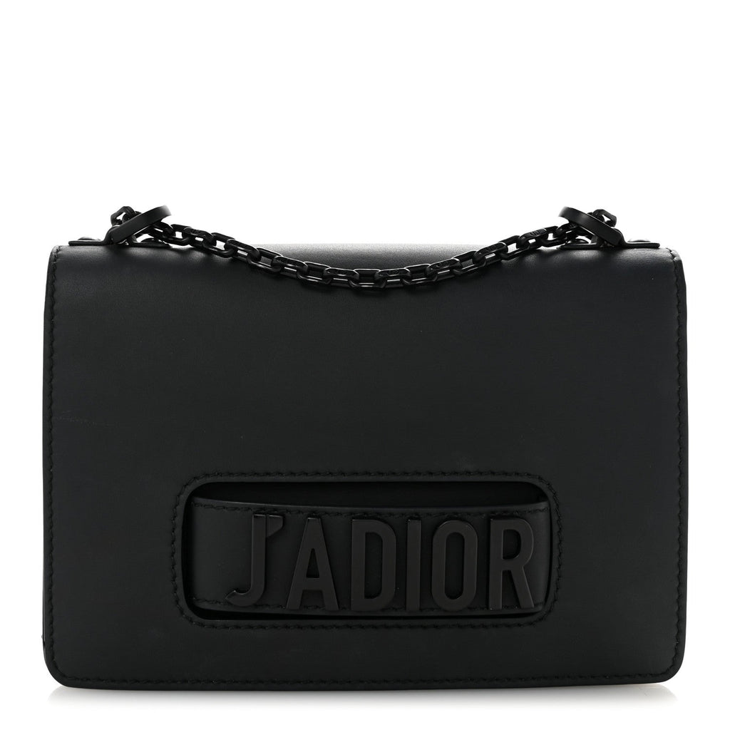 Ultra Matte Calfskin J'Adior Chain Flap Bag Black