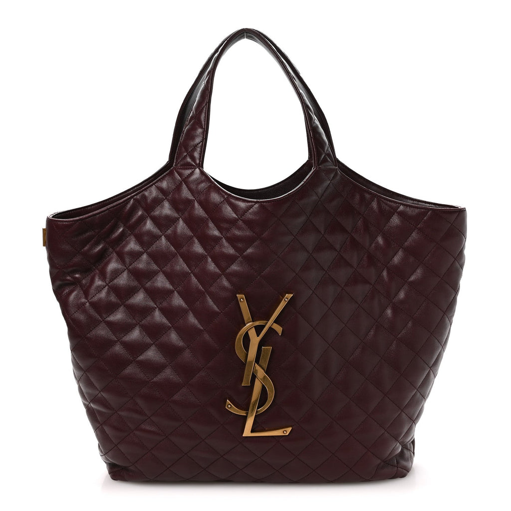 Lambskin Quilted Maxi Icare Shopping Tote  Rouge Cabernet