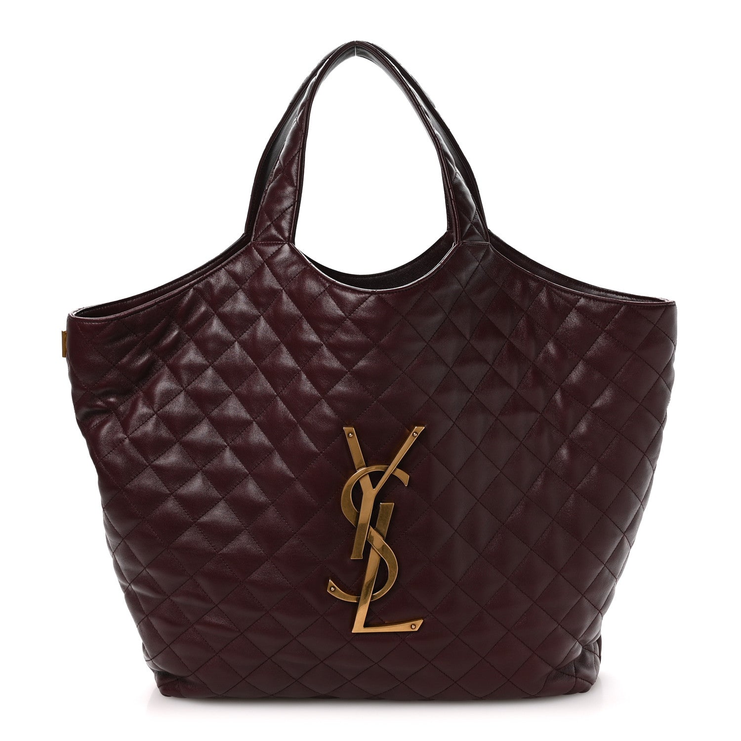 Lambskin Quilted Maxi Icare Shopping Tote  Rouge Cabernet