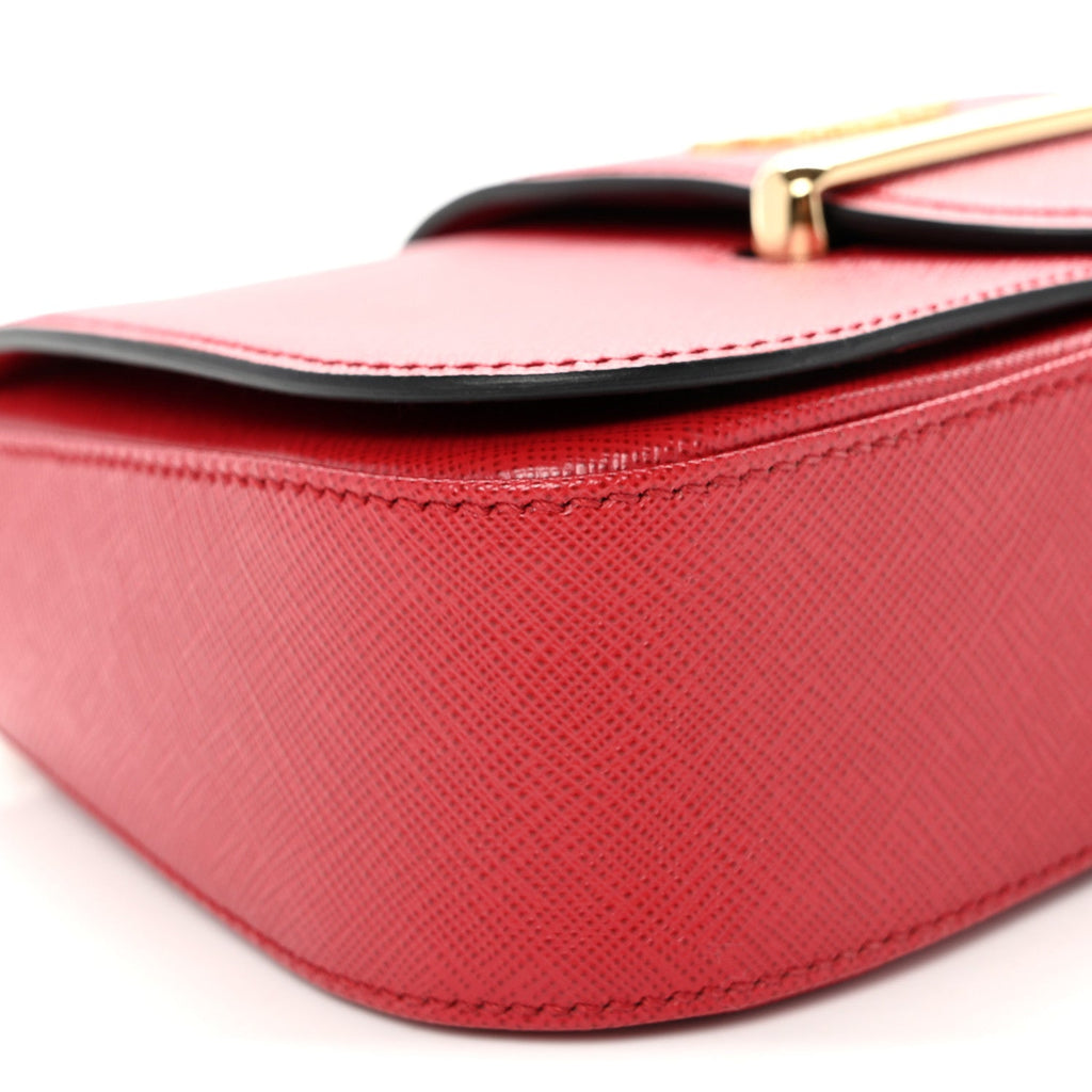 Saffiano Lux Sidonie Small Chain Crossbody Bag Fuoco