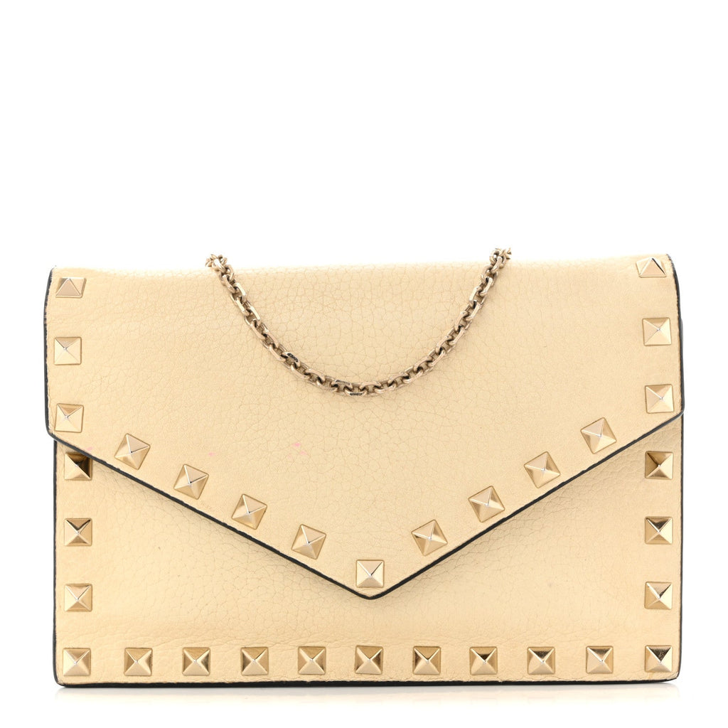 Vitello Rockstud Envelope Wallet on Chain Ivory