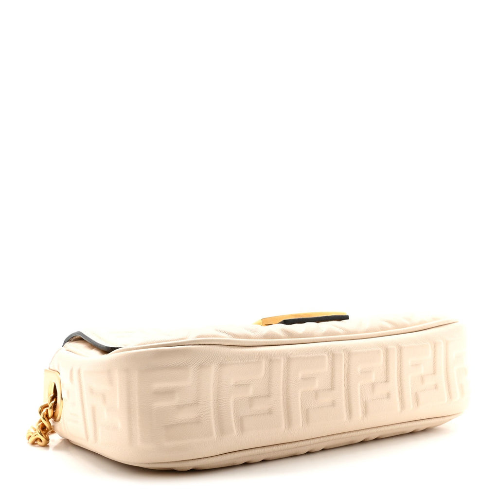 Nappa Small FF Embossed Midi Chain Baguette Camelia