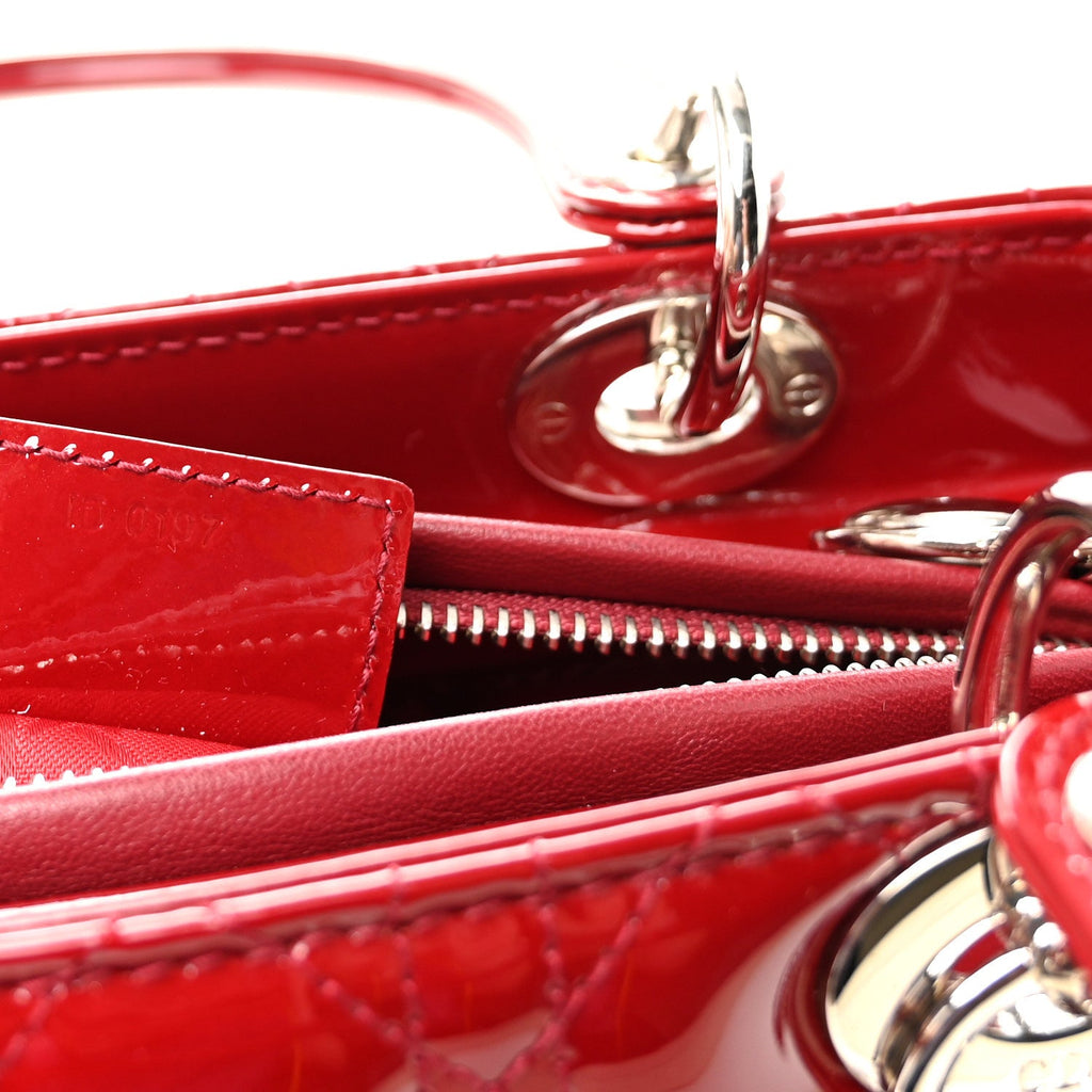 Patent Cannage Medium Lady Dior Red