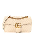 Calfskin Matelasse Small GG Marmont Shoulder Bag White