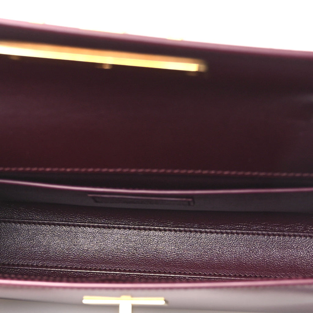 Smooth Calfskin Small Manhattan Shoulder Bag Hot Wine