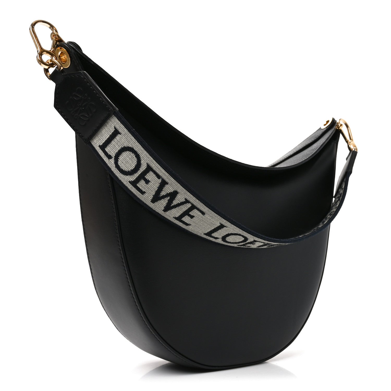Satin Calfskin Jacquard Luna Bag Black