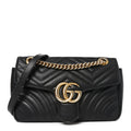 Calfskin Matelasse Small GG Marmont Shoulder Bag Black