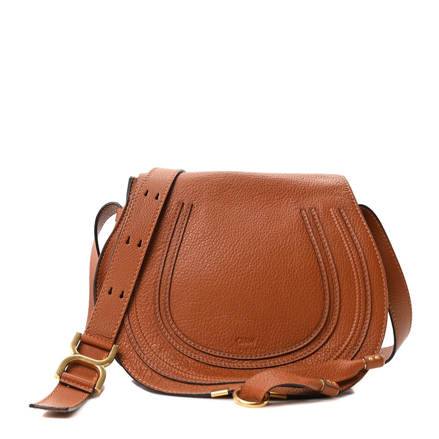 Calfskin Medium Marcie Round Crossbody Bag Tan