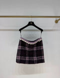 Chanel 24A pink & black wool skirt