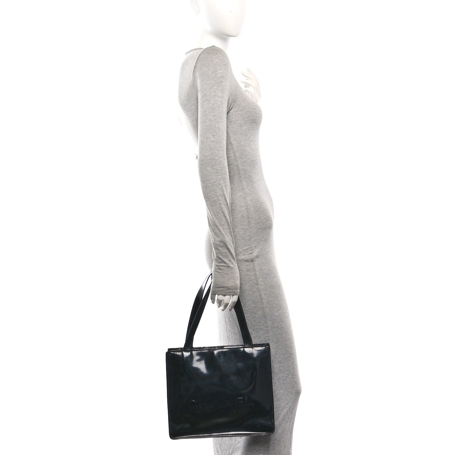 Patent CC Shopper Tote Black