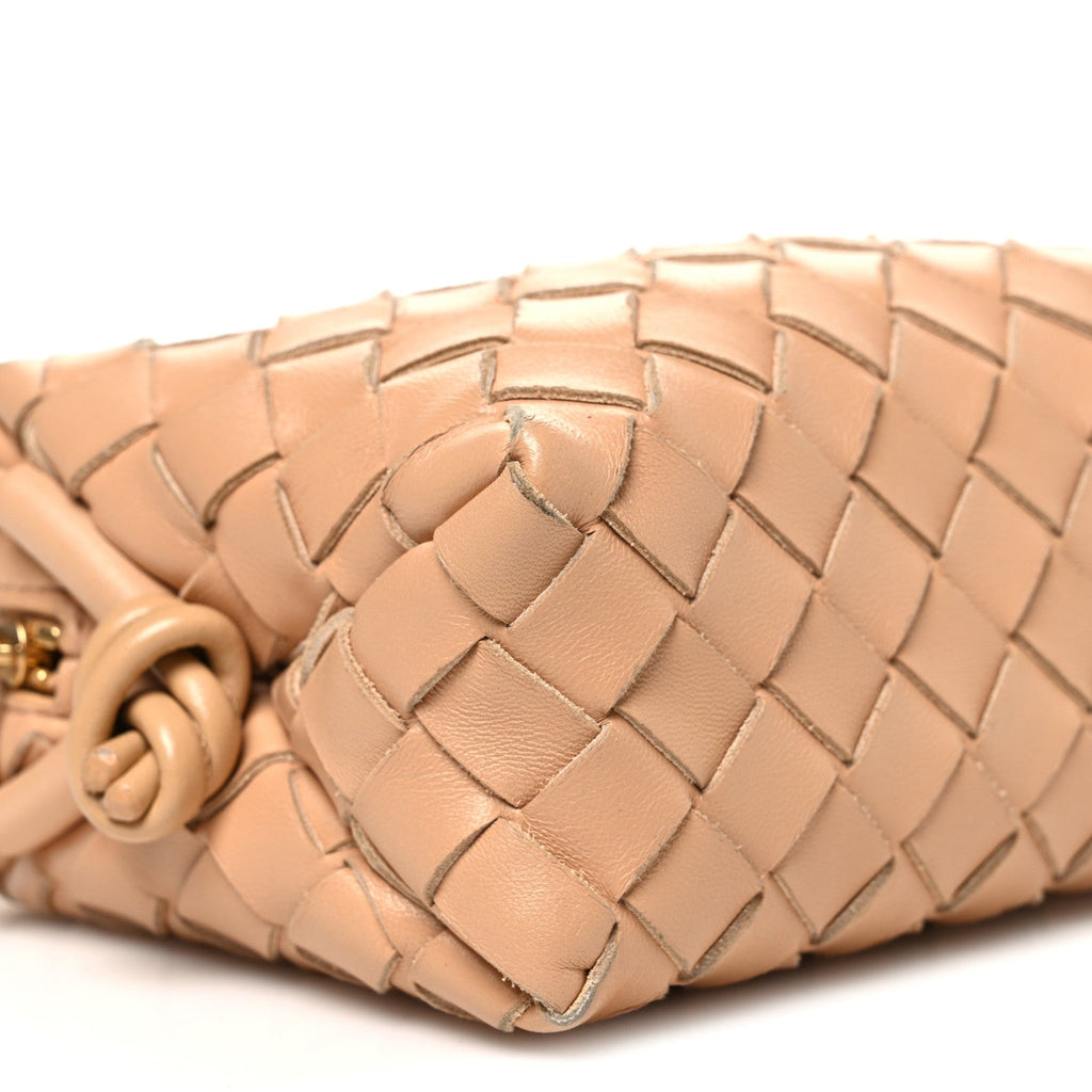 Nappa Intrecciato Mini Loop Camera Bag Almond