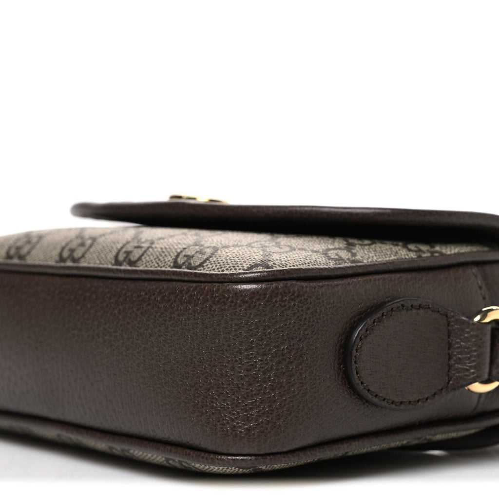 GG Supreme Monogram Textured Dollar Calfskin Mini Ophidia Flap Shoulder Bag Beige Ebony New Acero Beige Ebony New Acero