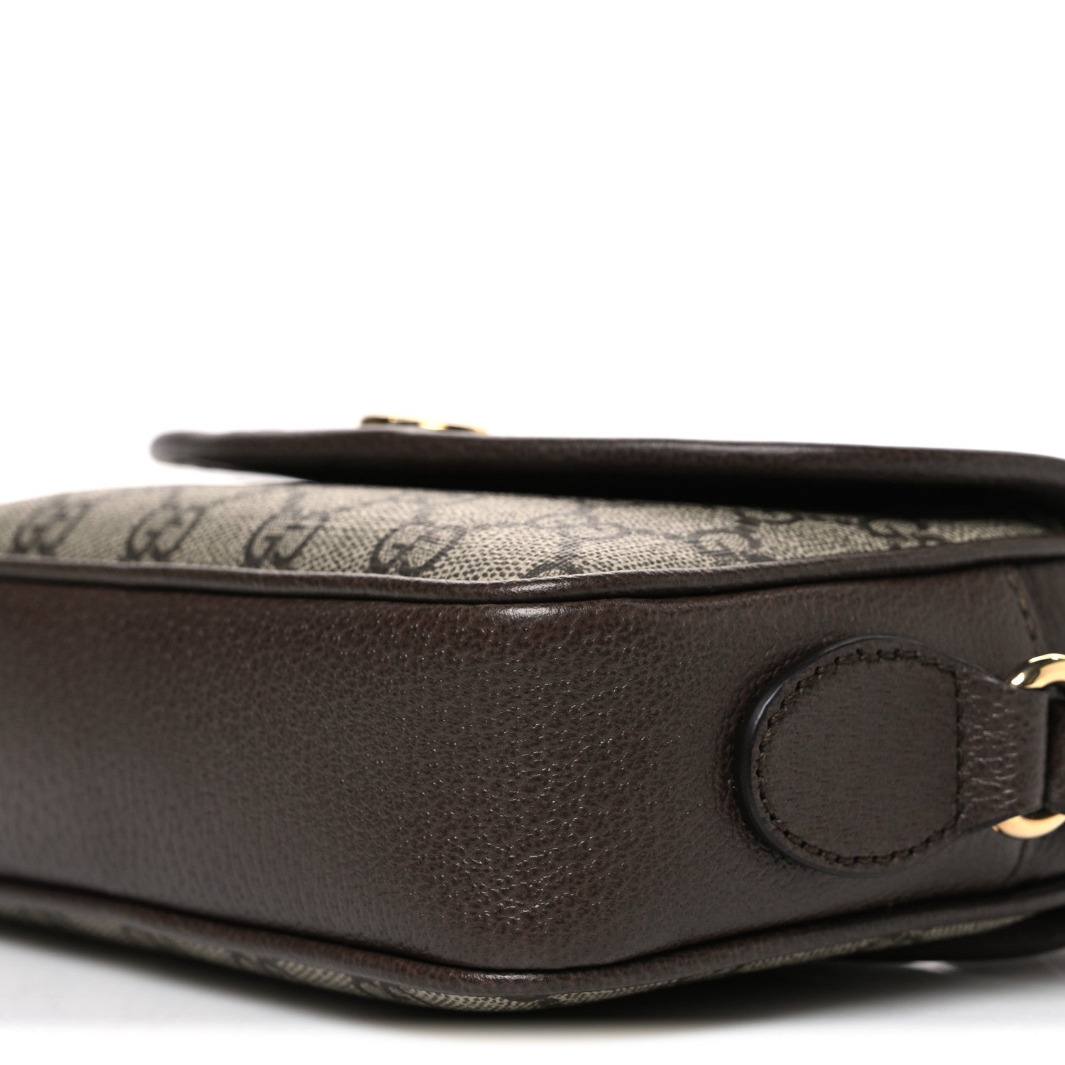 GG Supreme Monogram Textured Dollar Calfskin Mini Ophidia Flap Shoulder Bag Beige Ebony New Acero Beige Ebony New Acero