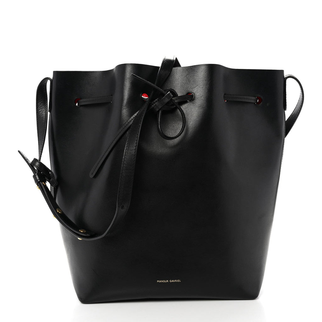 Vegetable Tanned Calfskin Bucket Bag Black Flamma