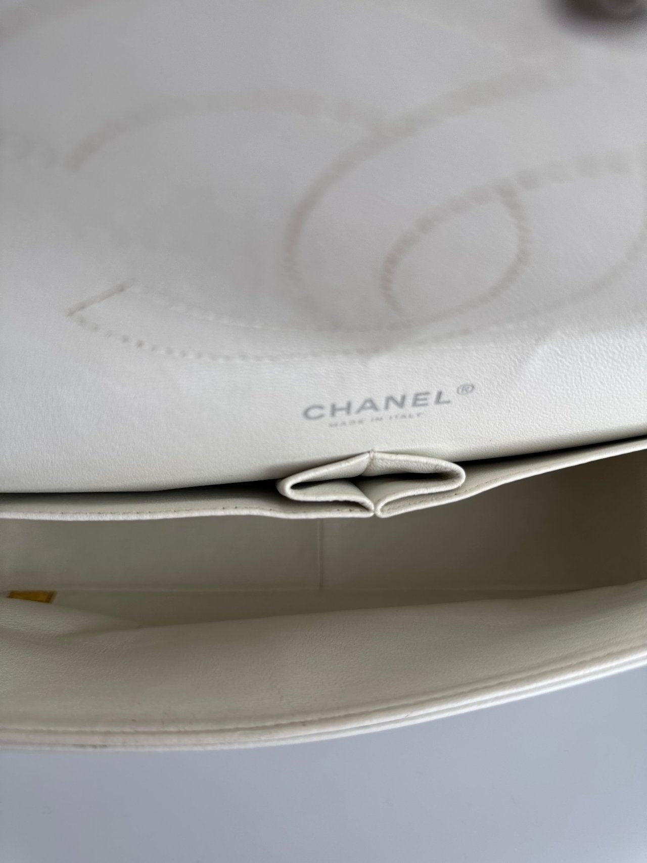 Chanel White Jumbo Classic Double Flap Bag in Caviar Leather with Silver Hardware