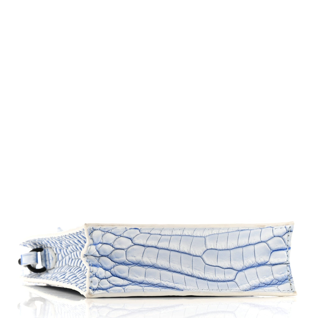Crocodile Niloticus Sac Plat XS Mat Meringue White Blue