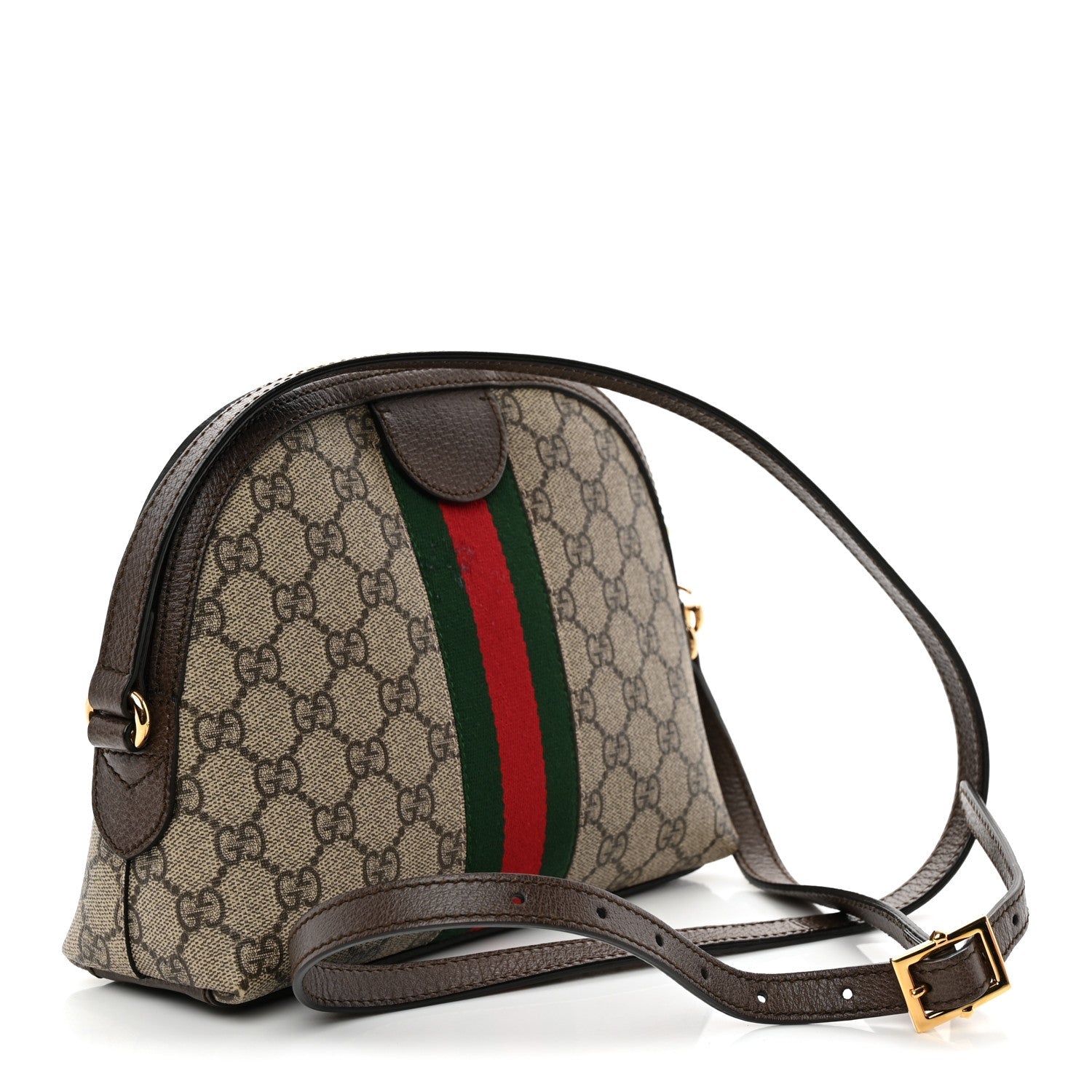 GG Supreme Monogram Textured Dollar Calfskin Web Small Ophidia Dome Shoulder Bag Beige Ebony New Acero