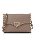 Pebbled Calfskin Medium Rockstud Flip Lock Crossbody Bag Poudre