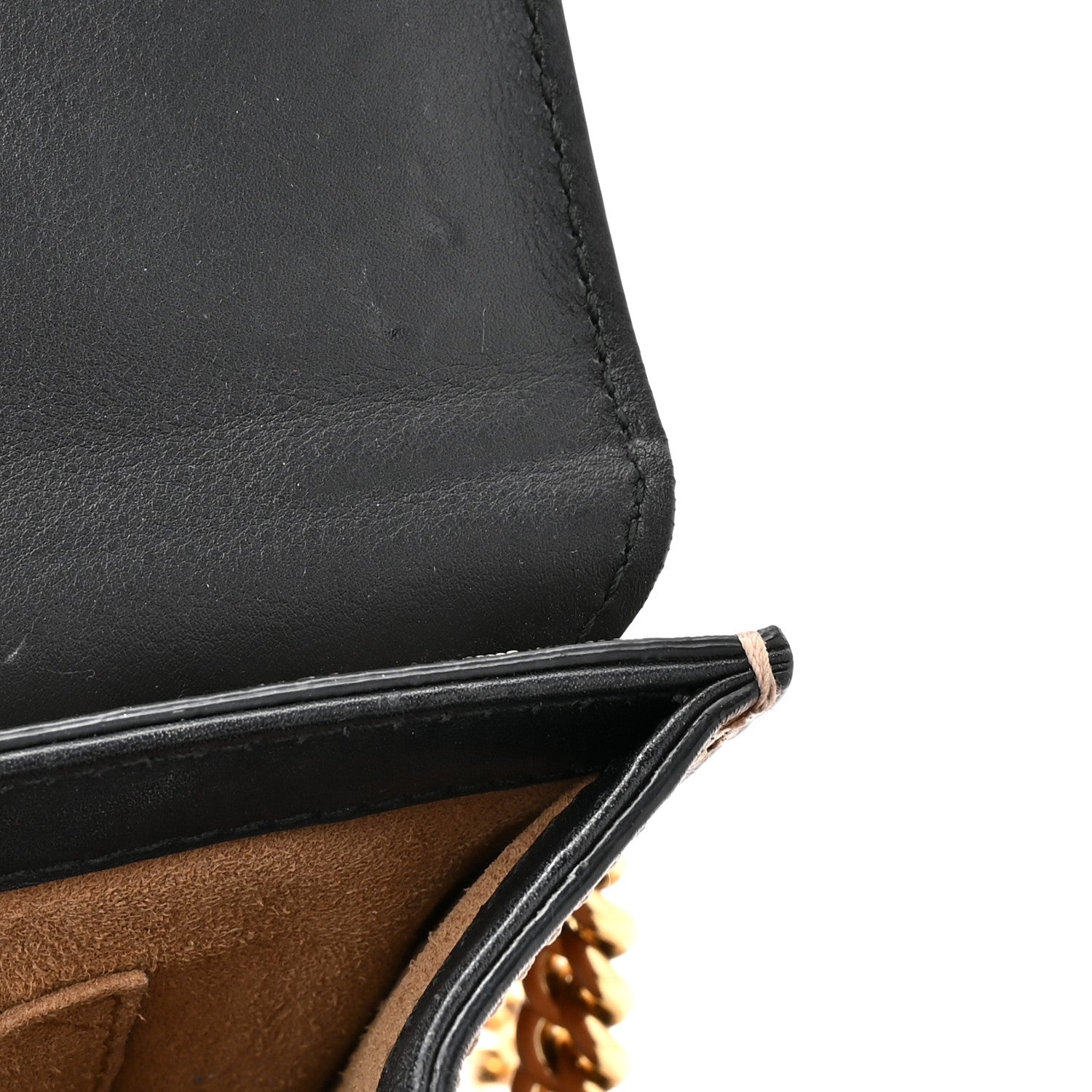 GG Supreme Monogram Calfskin Small Padlock Shoulder Bag Beige Black Cuir