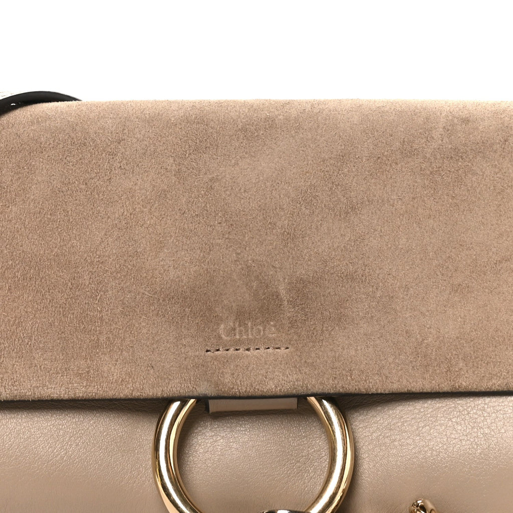 Suede Calfskin Small Faye Shoulder Bag Motty Grey