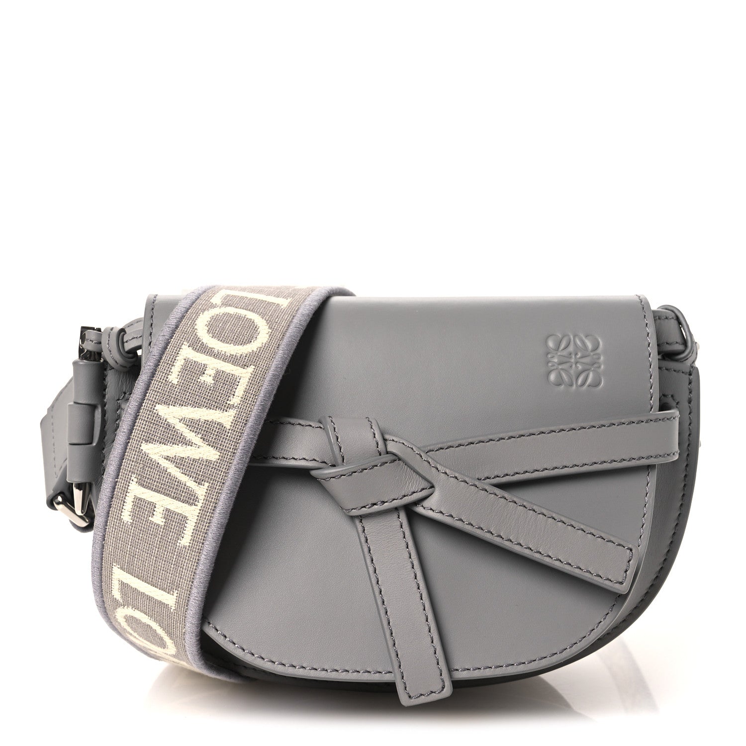 Calfskin Jacquard Mini Gate Dual Bag Ash Grey