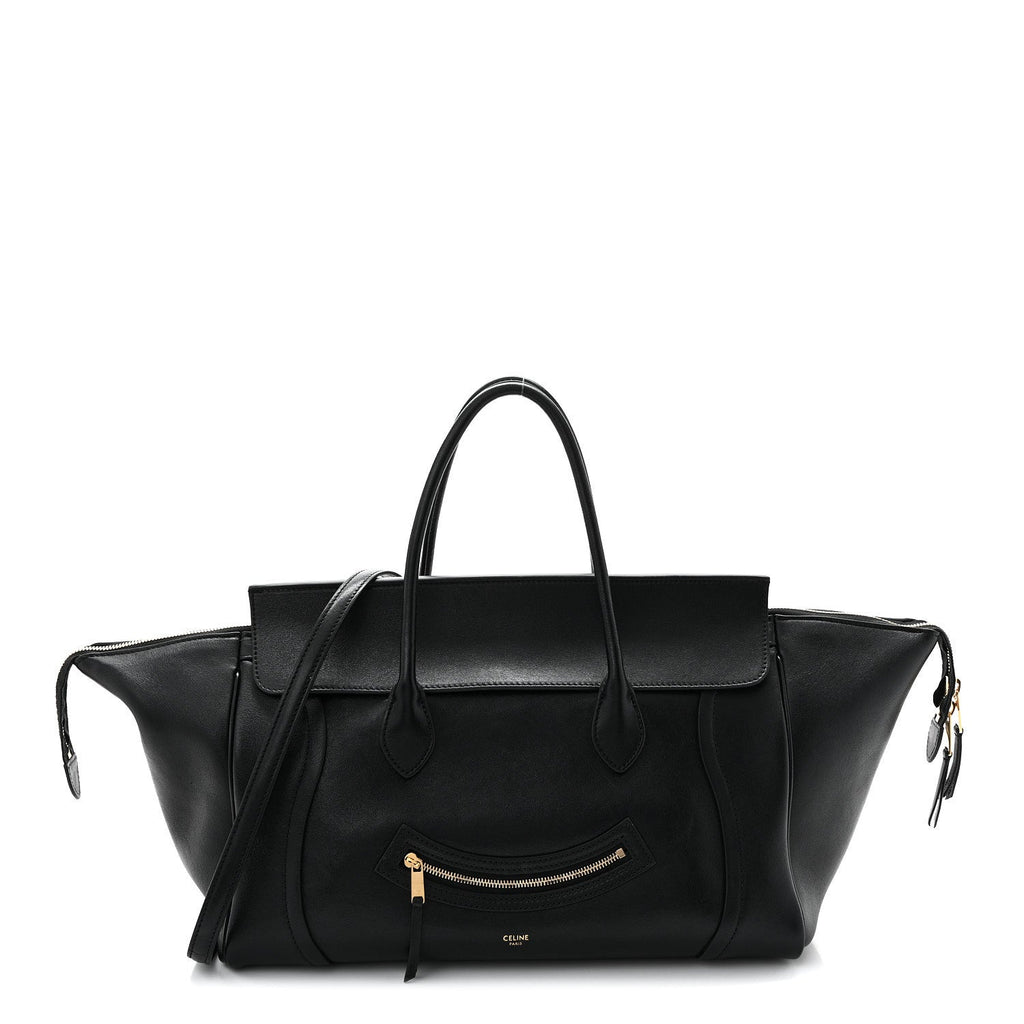 Supple Shiny Lambskin Medium Smiling New Luggage Black