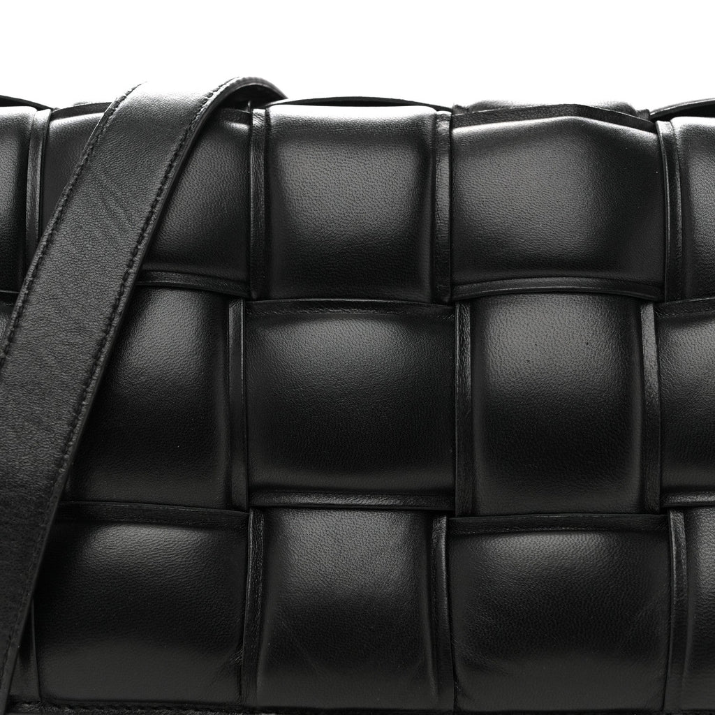 Paper Calfskin Maxi Intreccio Padded Cassette Crossbody Bag Black