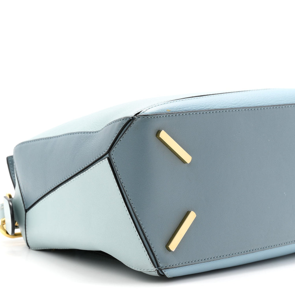 Calfskin Medium Puzzle Bag Aqua Light Blue Stone Blue