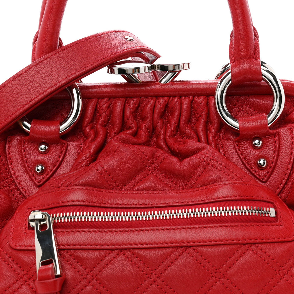 Calfskin Quilted Leather Stam Bag Red
