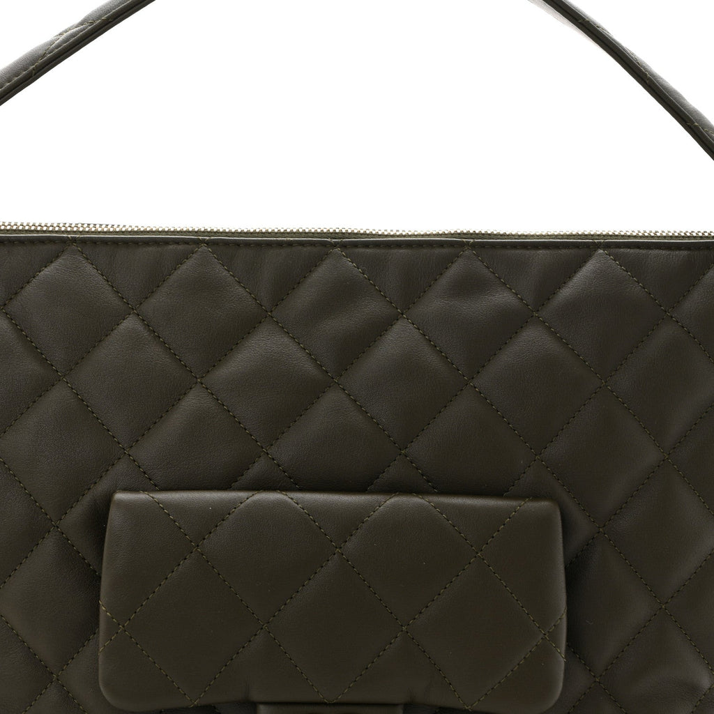 Calfskin Quilted Coco Mellow Hobo Khaki