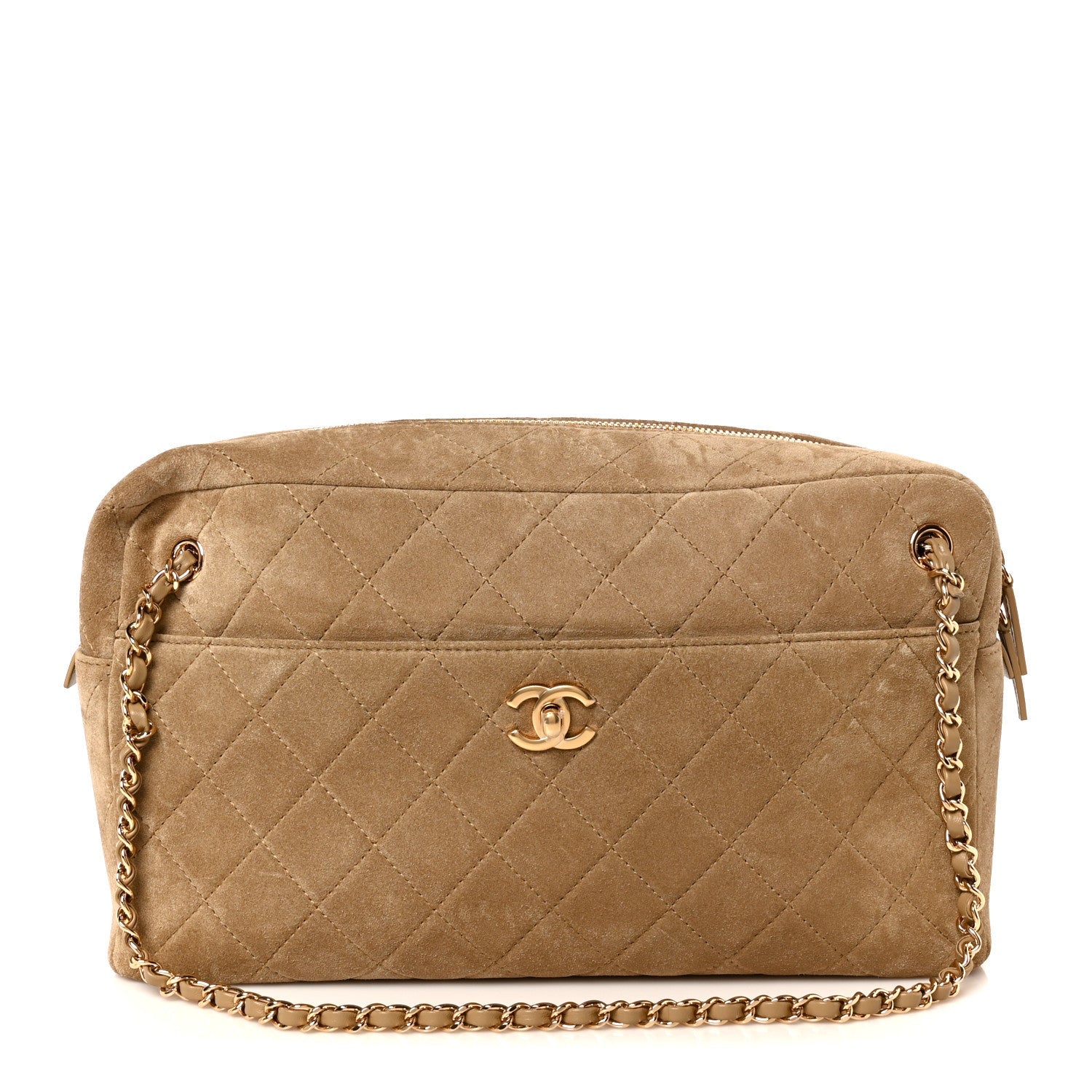 Suede Quilted Camerissimo Camera Case Dark Beige