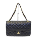 CHANEL Classic Jumbo Caviar Leather Double Flap Shoulder Bag Black