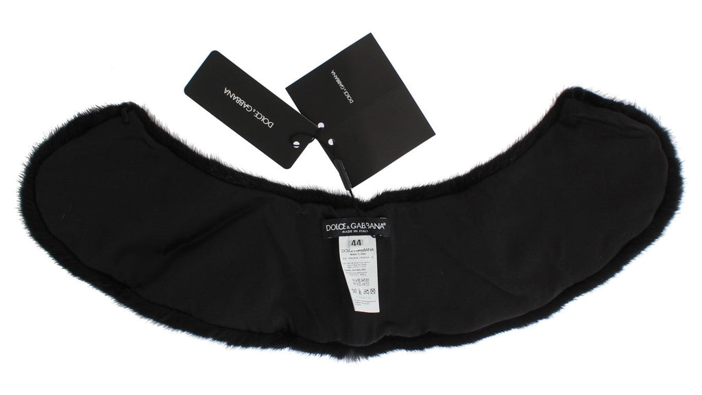 Dolce & Gabbana Black Mink Fur Shoulder Collar Women's Scarf