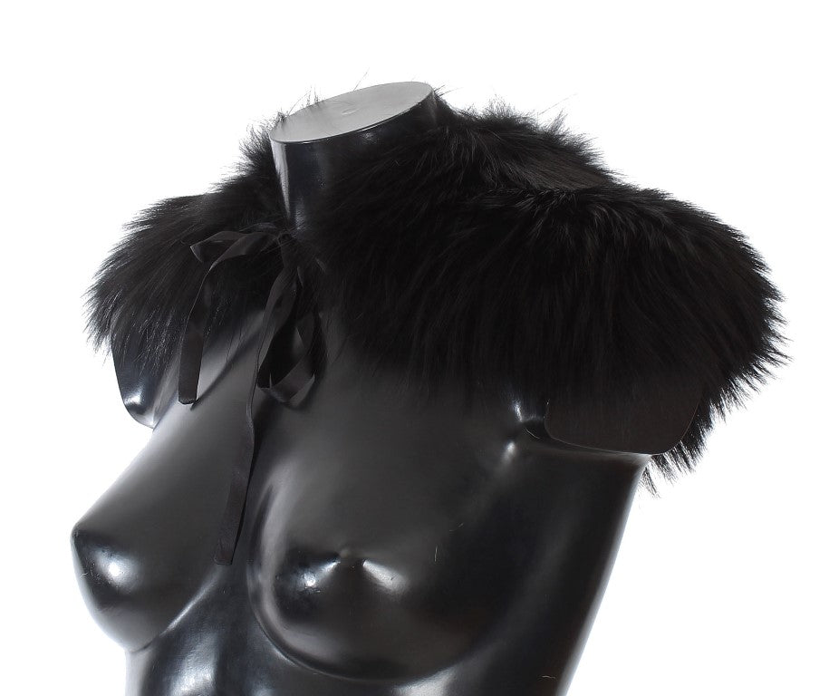 Dolce & Gabbana Black Fox Fur Collar Women's Scarf