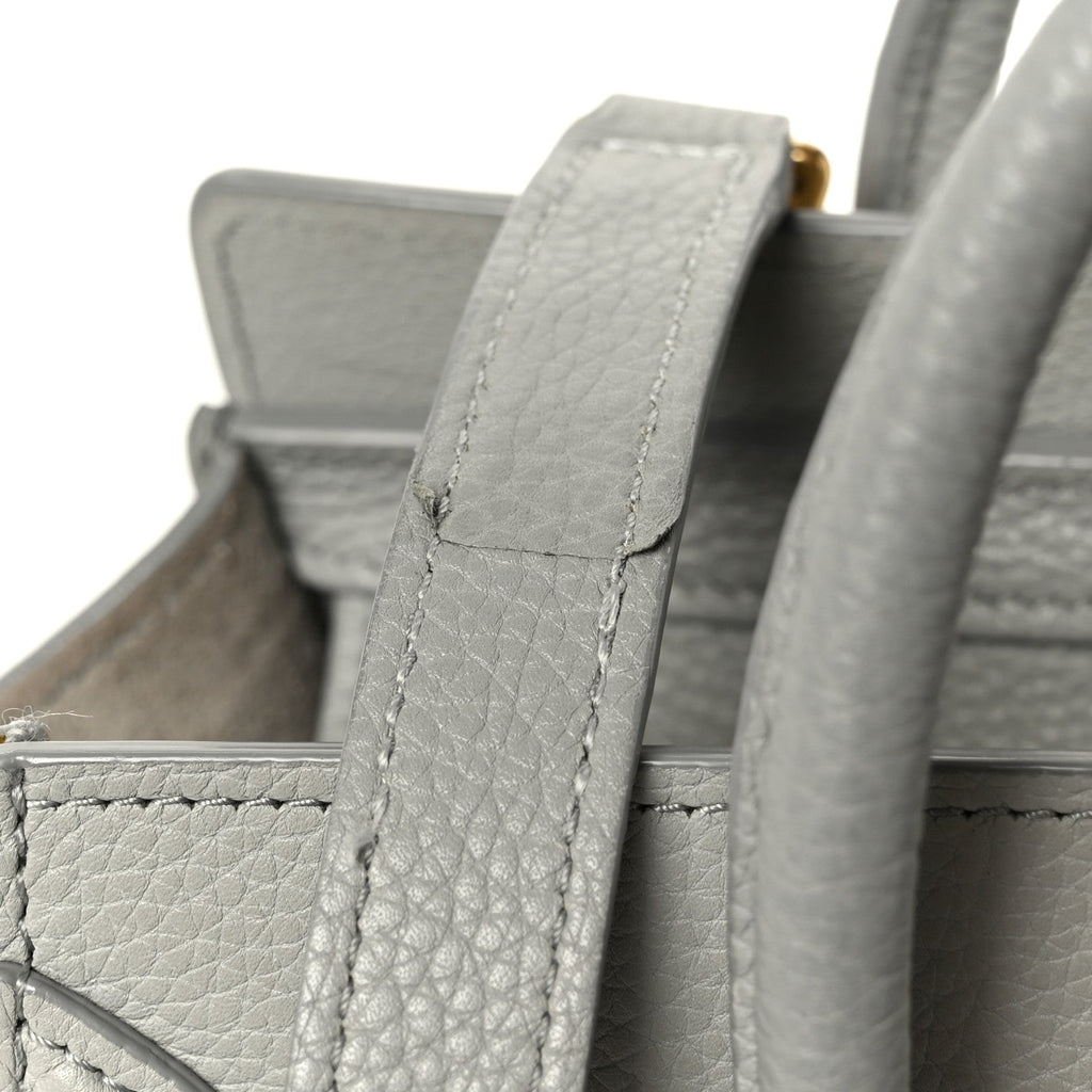 Drummed Calfskin Nano Luggage Pearl Blue