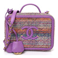Tweed Quilted Medium CC Filigree Vanity Case Purple Multicolor