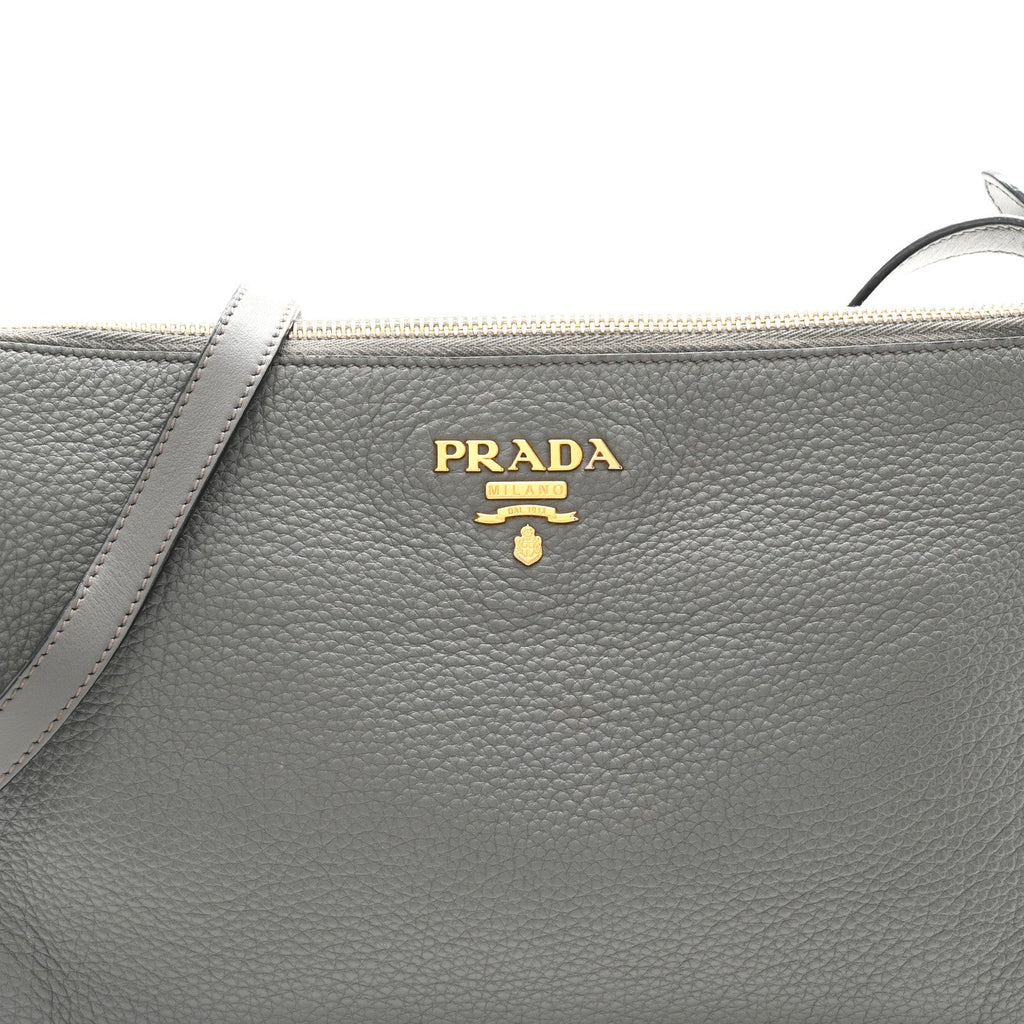 Vitello Phenix Zippered Shoulder Bag Marmo