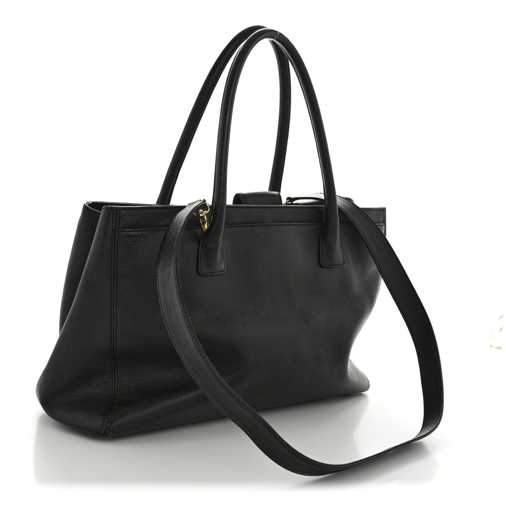 Calfskin Cerf Executive Shopper Tote Black
